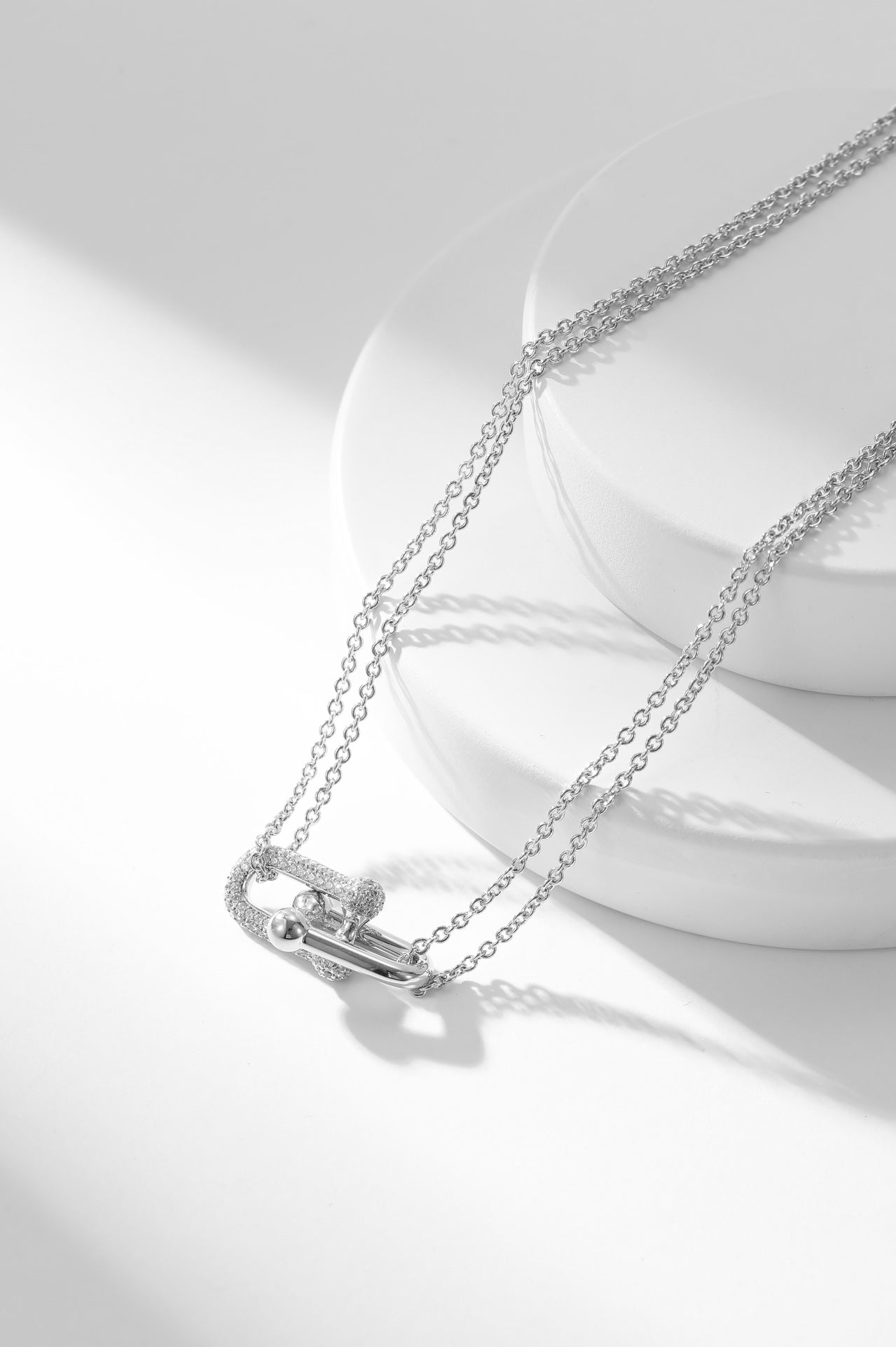 HARDWEAR DIAMOND PEDANT DOUBLE CHAIN NECKLACE