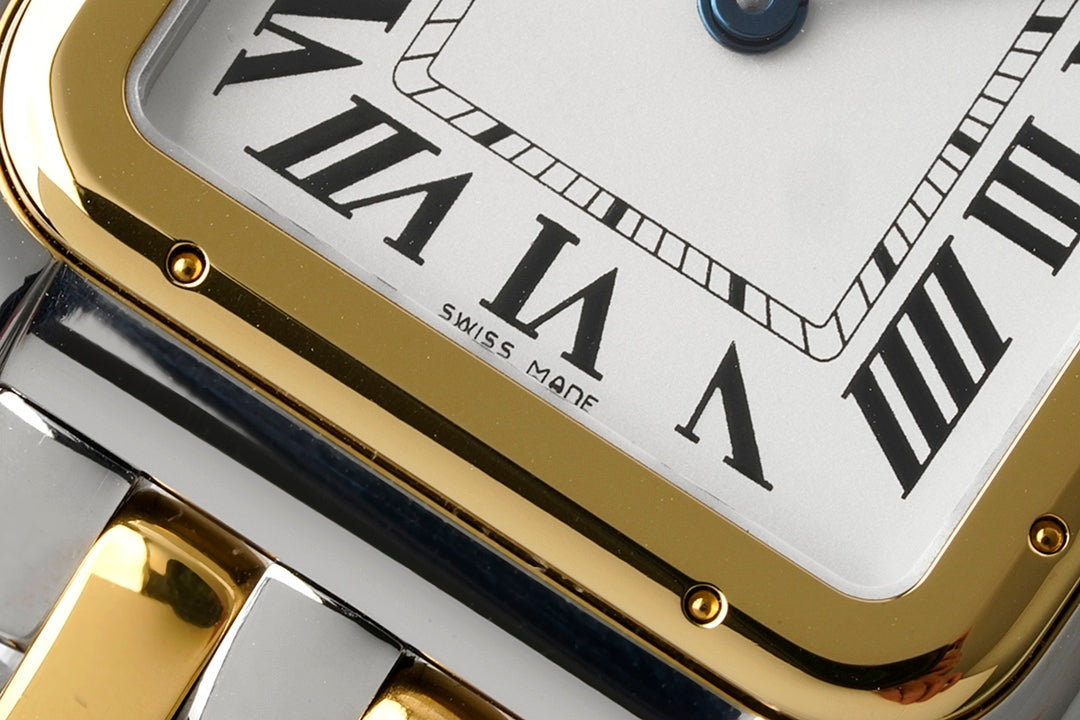 PANTHERE 27MM GOLD SILVER CASE WHITE DIAL