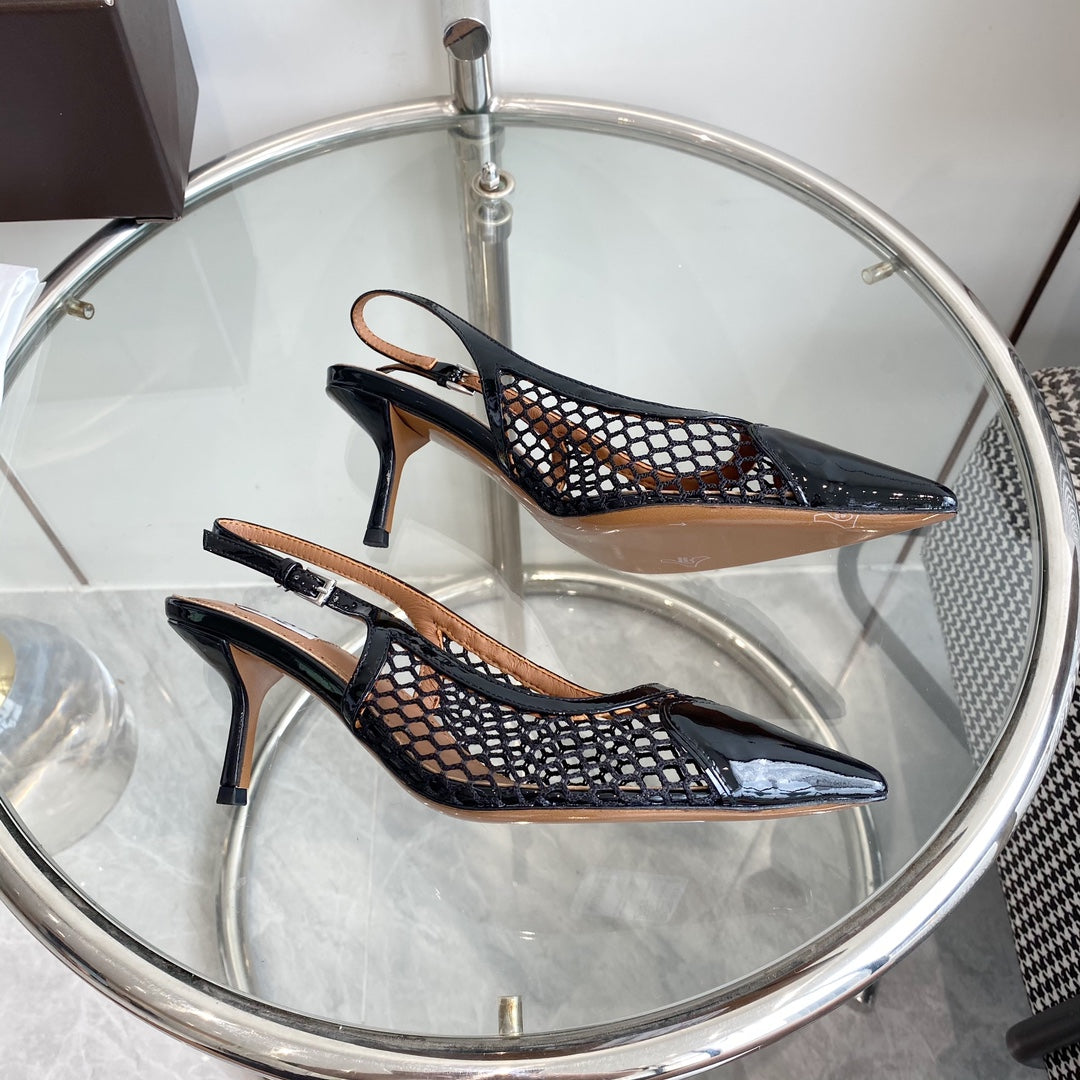 alaia slingbacks 60 fishnet black heart lambskin