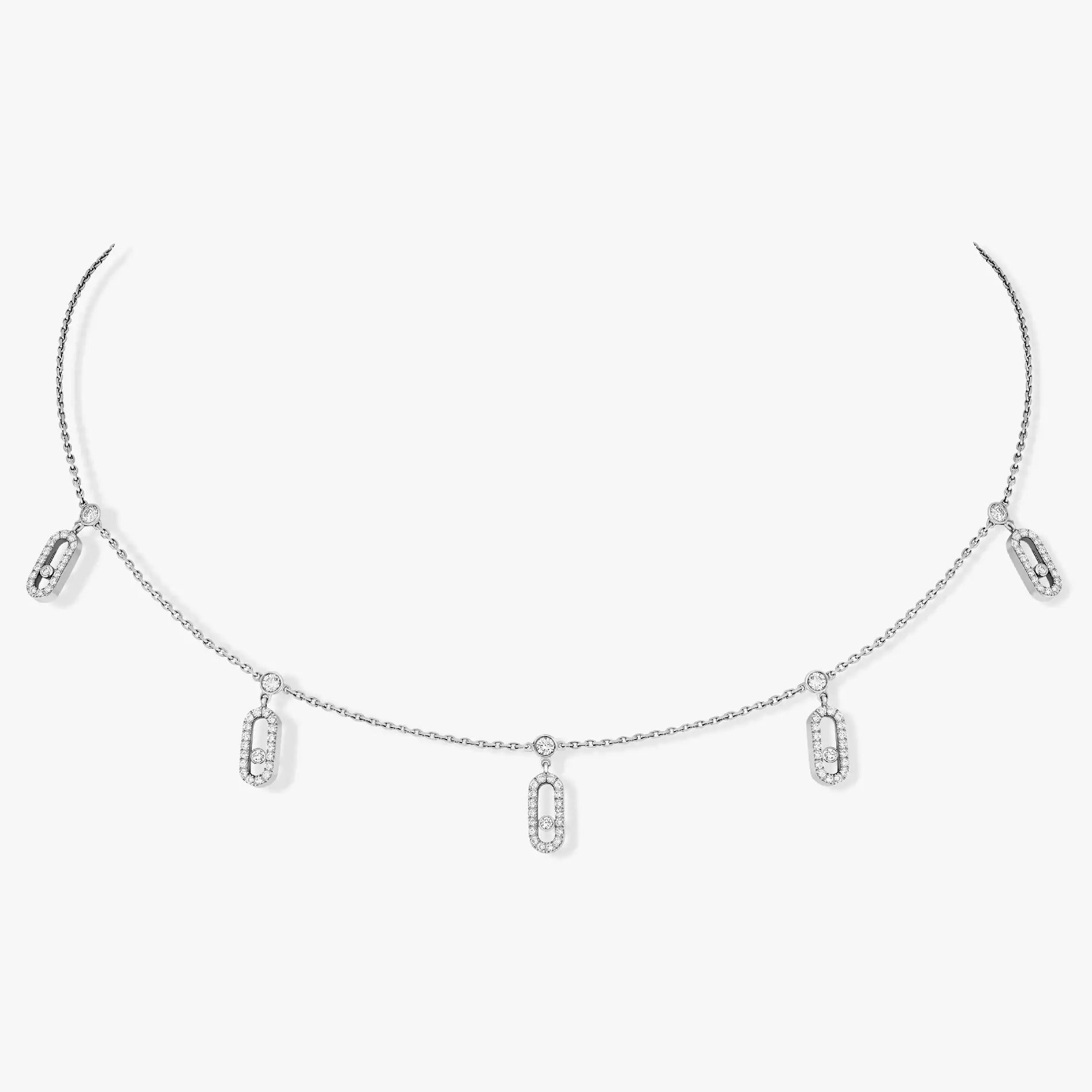 CHOKER MOVE UNO PAMPILLE PAVED SILVER DIAMOND NECKLACE