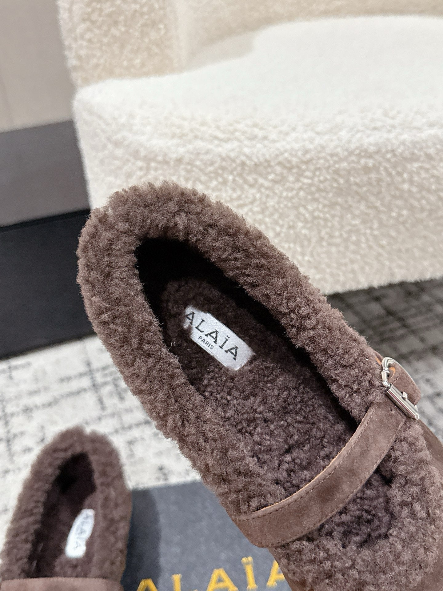 Alaia 2025 Ballet Flat Brown Suede Wool 558653