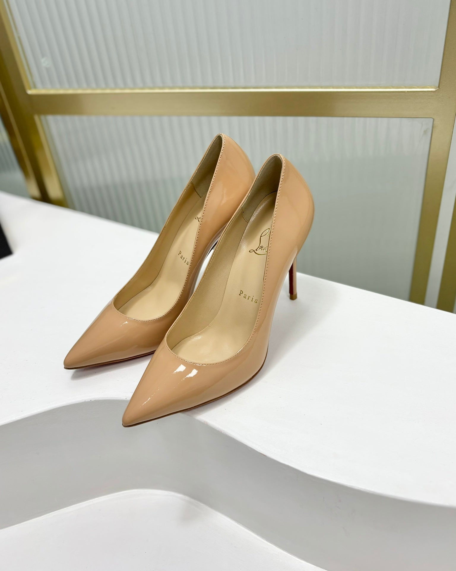 Cl Kate Pump Beige Red Patent Calfskin