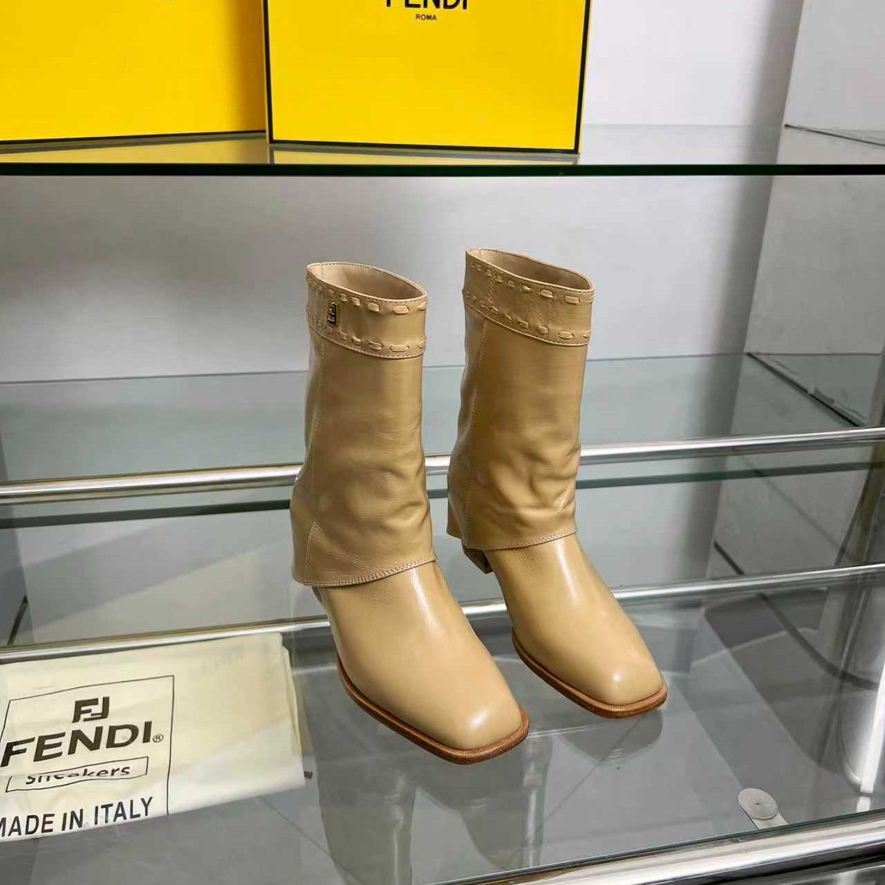 FENDI low boots  beige calfskin 521238