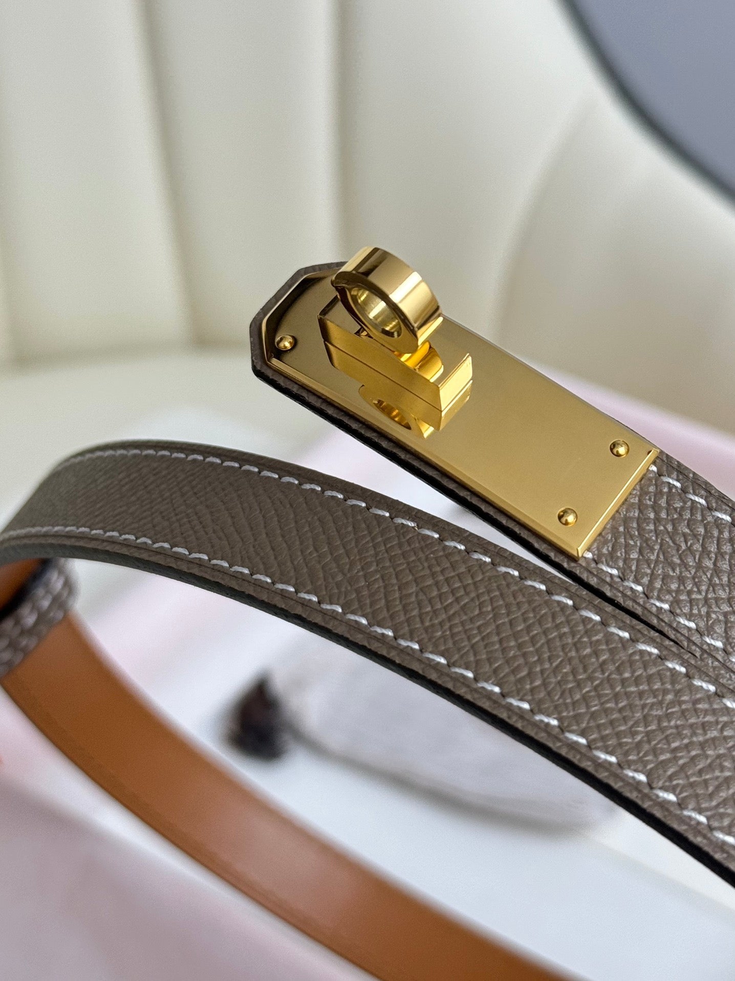 HM Kelly Belt 18mm Elephant Gray Epsom Leather