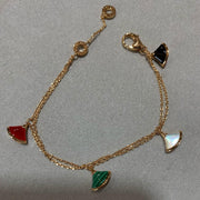 BVL 4 MOTIF MOP GOLD DOUBLE CHAIN BRACELET