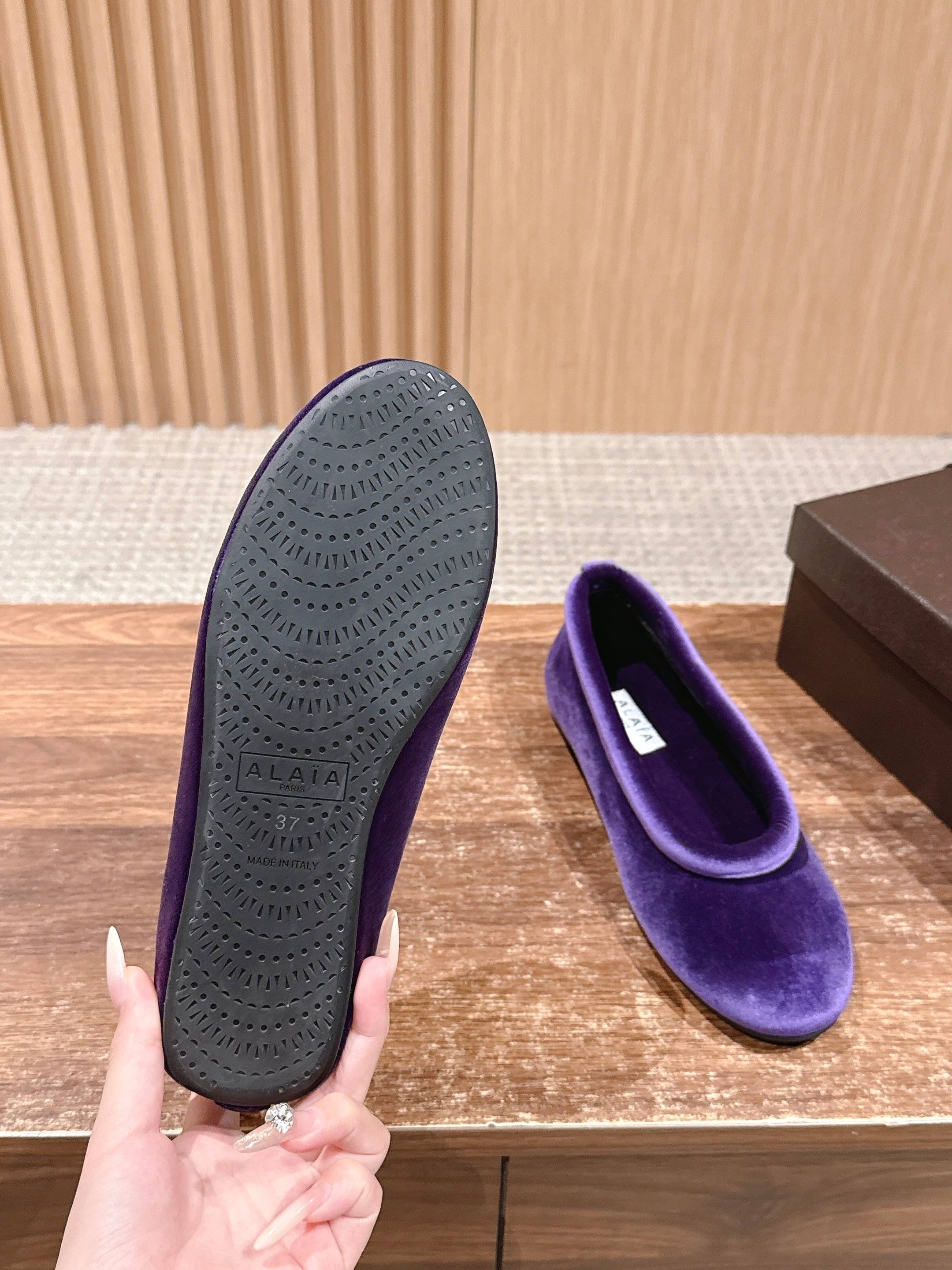 Alaia 2025 Ballet Flat Purple Velvet 553859